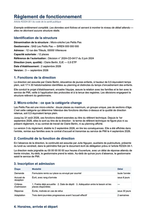 Page du document : Règlement de fonctionnement